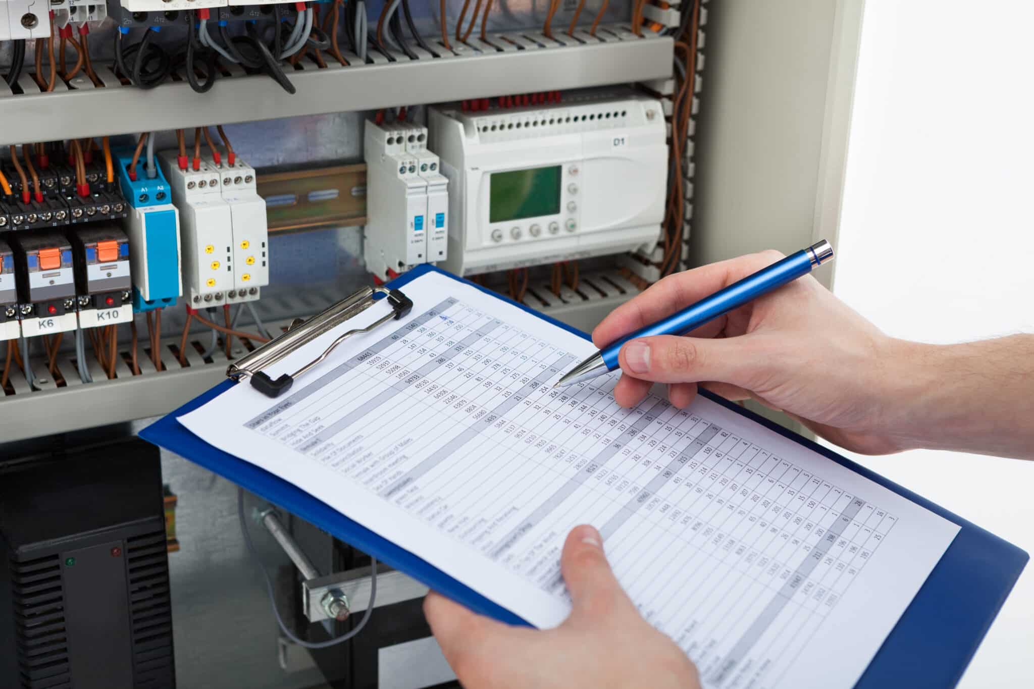 An electrician performs electrical inspections and maintenance.
