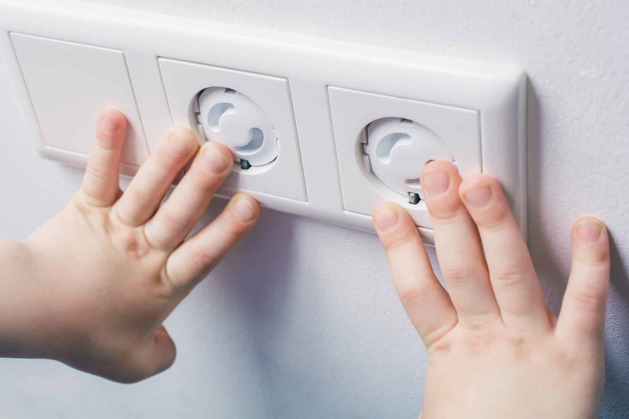 Prevent child hazard Concept, Tamper resistant outlets.