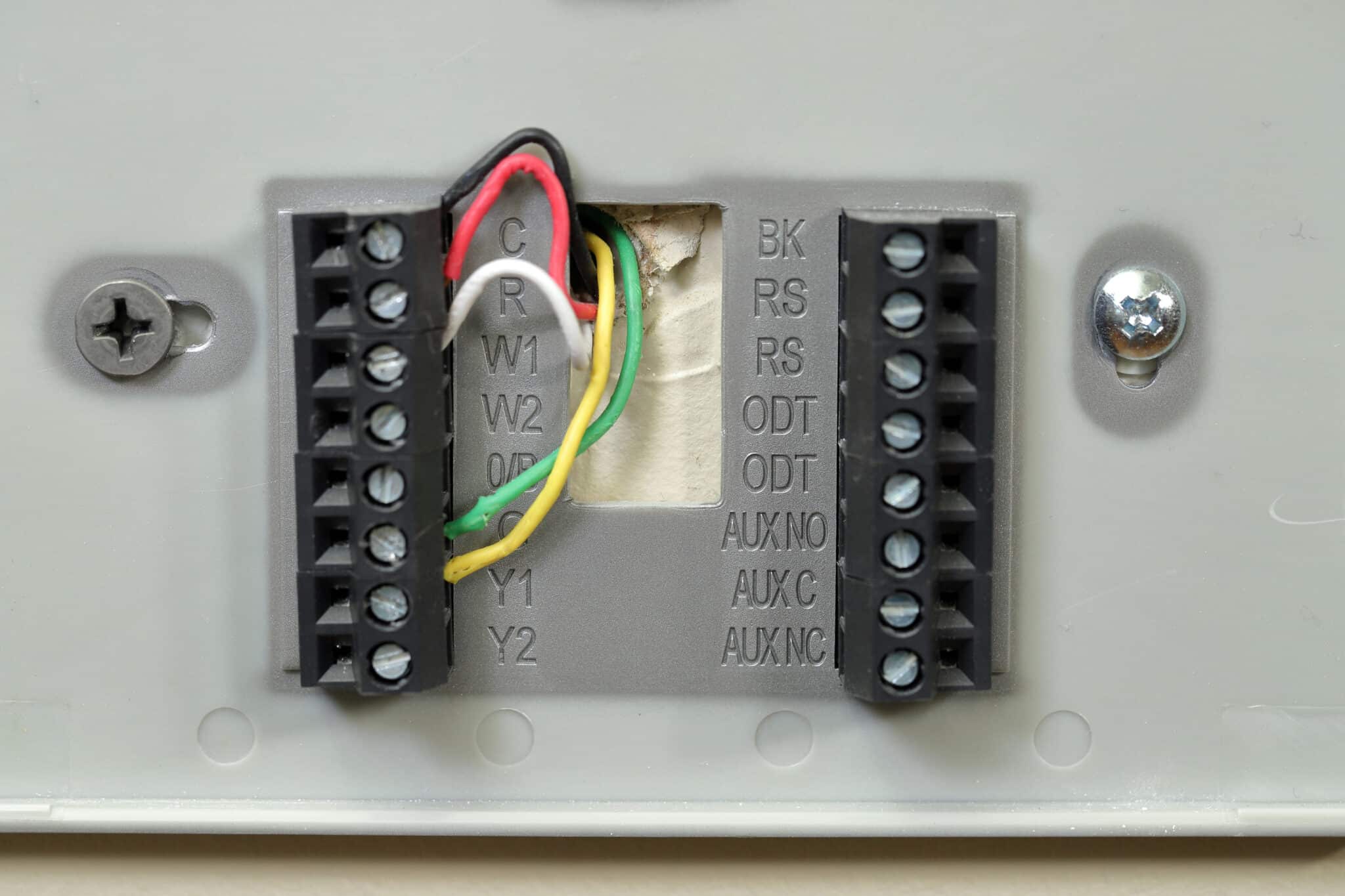 Thermostat wiring setup during installation, Smart thermostat wiring.