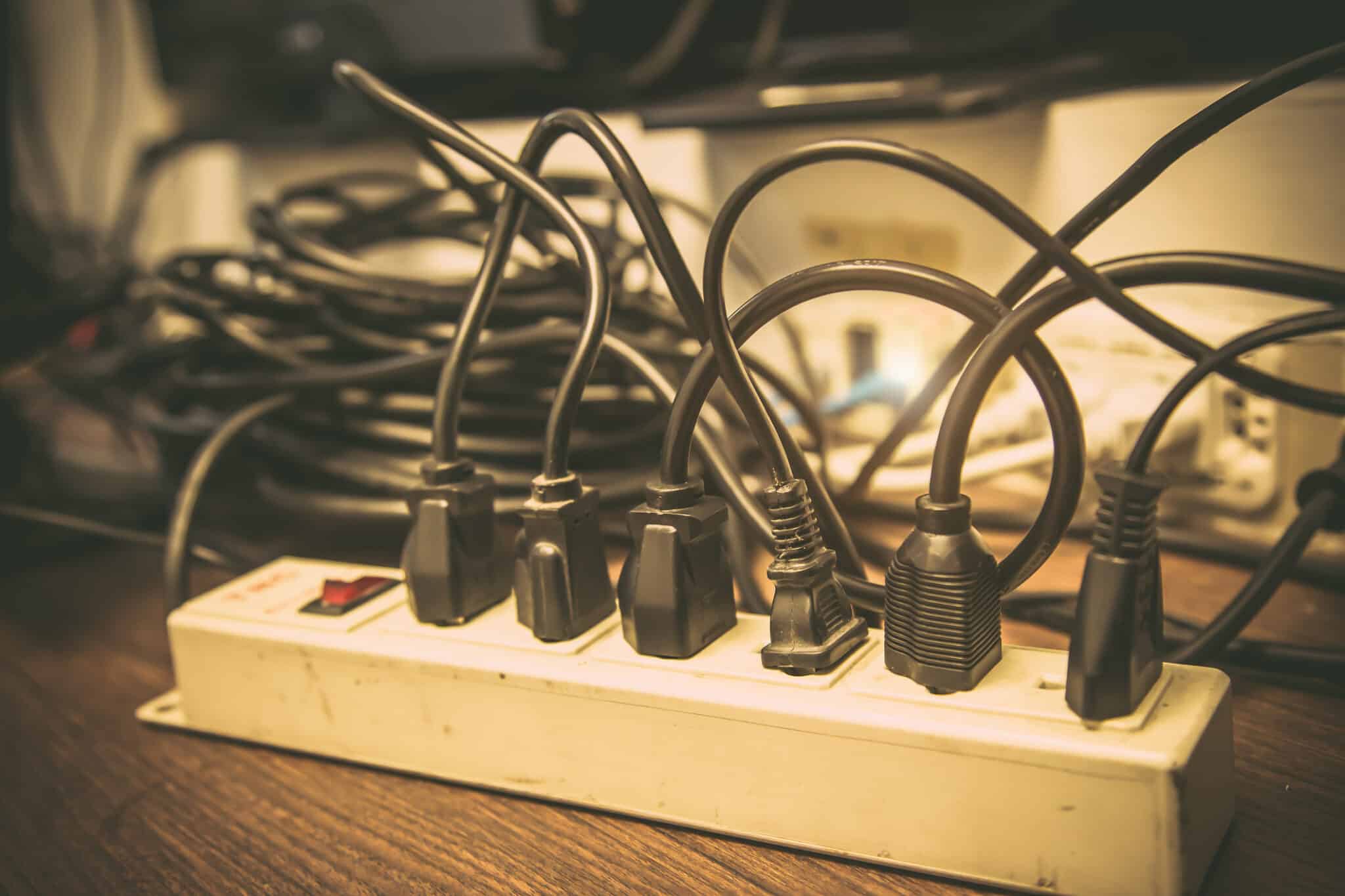 Concept of risk danger overloaded current electrical, Attic wiring safety.