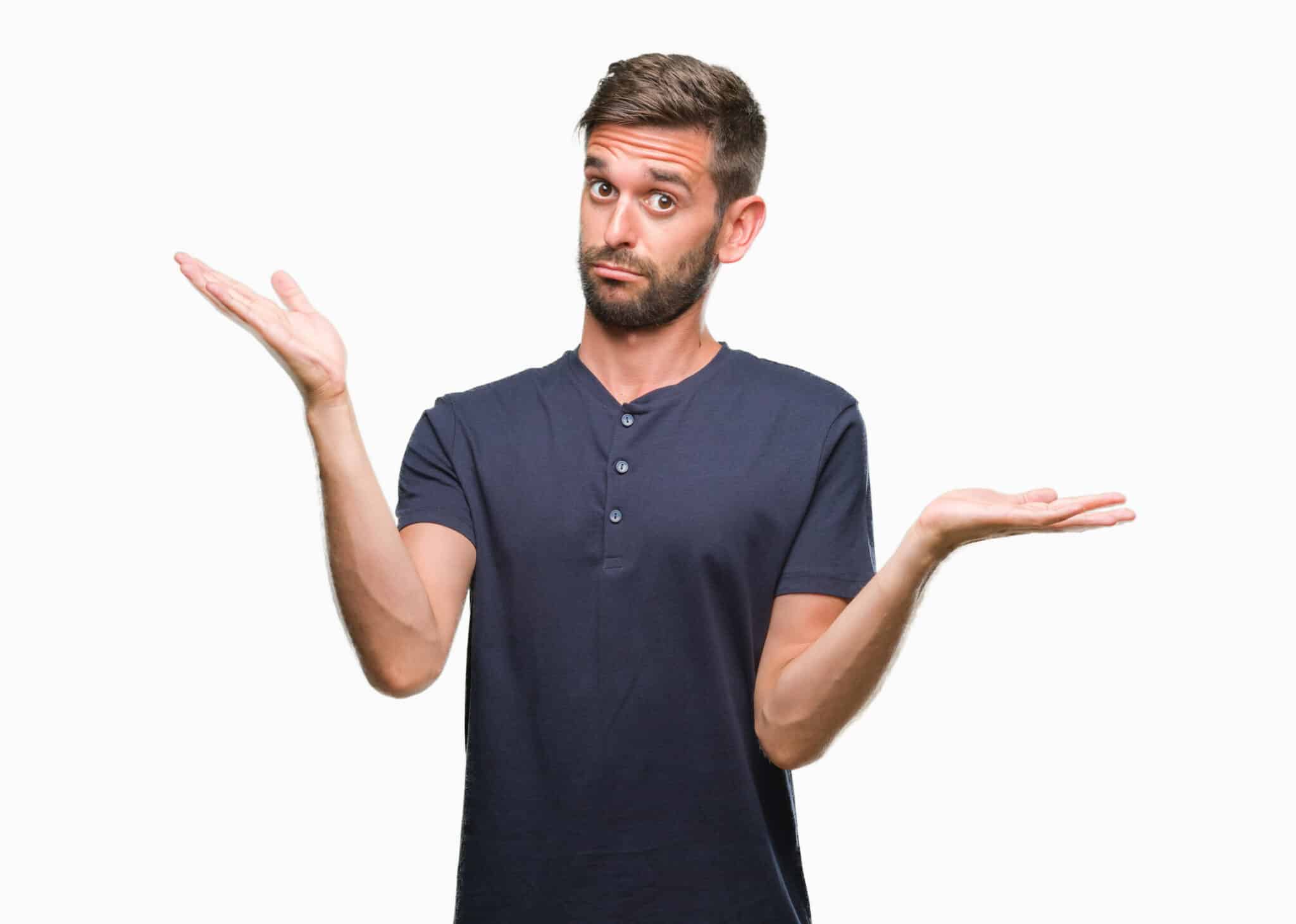 Young handsome man over isolated background, Why, Interlock compliance tips.
