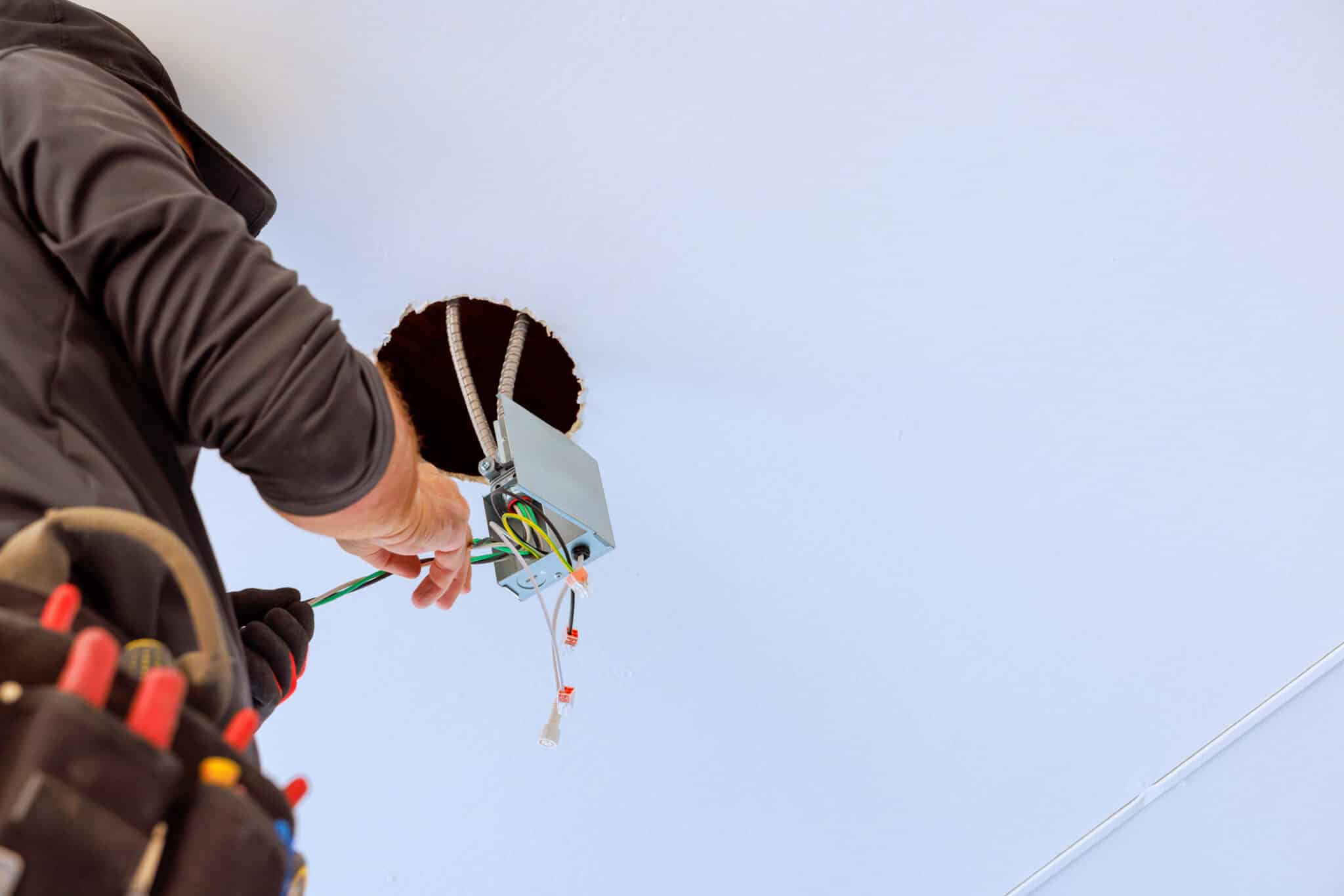 Junction-box inspection and repair, Lighting contactor wiring.